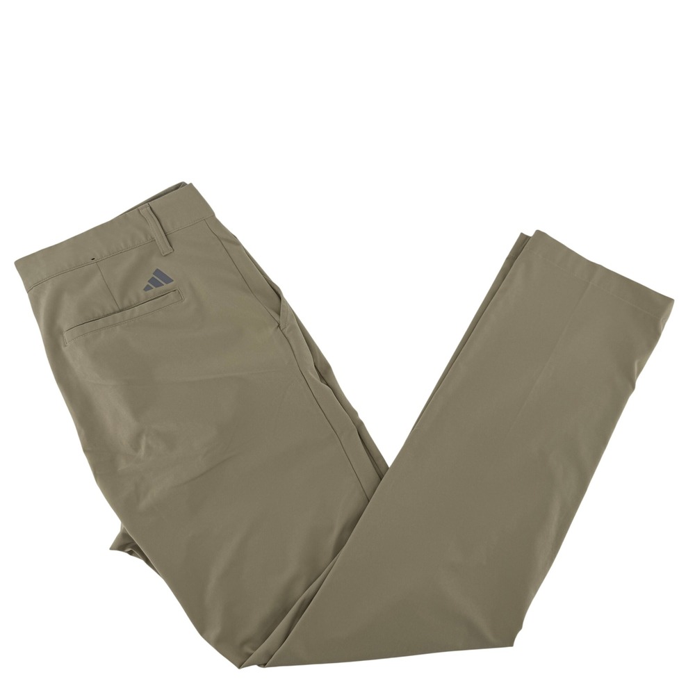Adidas Golf Pants Mens 32x32 Khaki Tan Performance Stretch Flat Front Trousers
